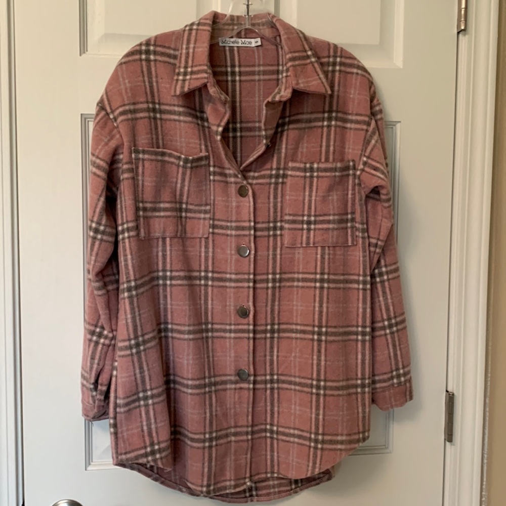 Pink Plaid Flannel Shacket - image 1